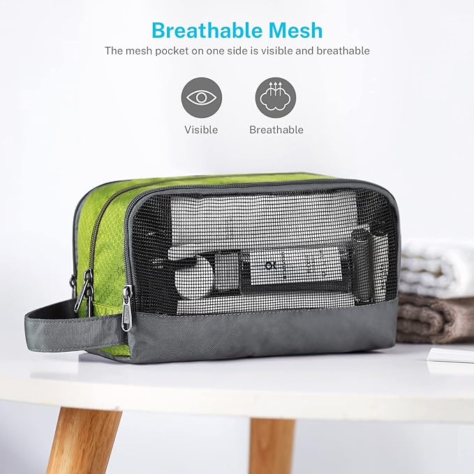 Gonex Travel Toiletry Bag Nylon, Dopp Kit Shaving Bag Toiletry Organizer Green