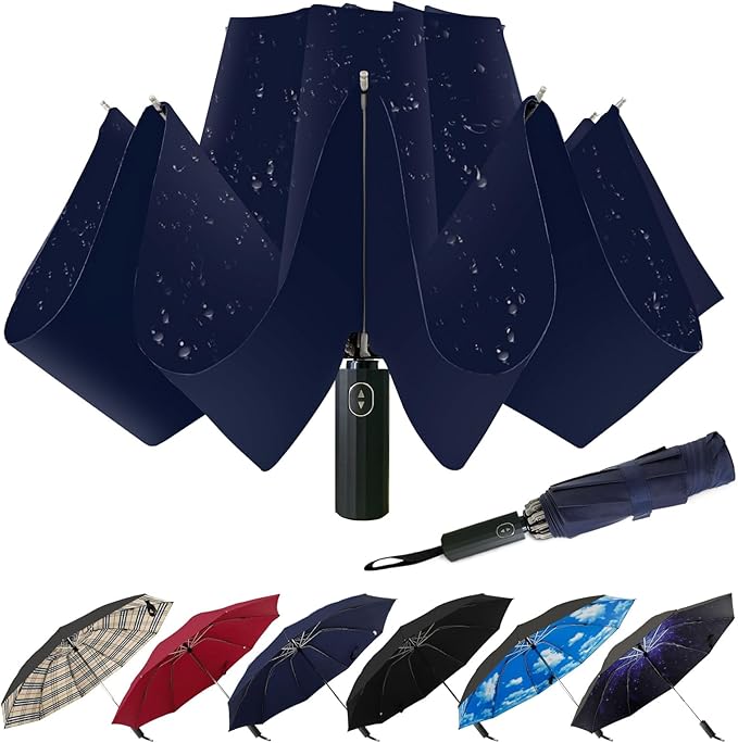LLanxiry Compact Travel Umbrella, Mini Windproof Umbrellas for Rain & Sun, Small Lightweight Outdoor UV Umbrella, Portable Folding Umbrellas for Travel