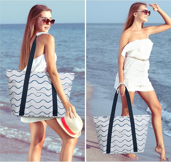 G4Free Beach Bag, Waterproof Beach Bags for Women, Personalized Strap Tote Bag for Women Birthday Gifts