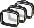 TSA Approved Travel Toiletry Bag,3 Pack Clear Makeup Bags with Handles,Quart Size Clear Cosmetic Bags for Traveling Women,Men,Carry on Airport Airline Compliant Bag,Black