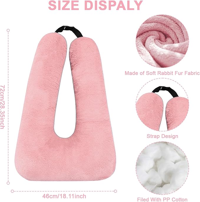 Travel Pillow, Travel Pillow for Kids, Sleeper Hold Pillow Travel, Removable U-Shaped Pillow for Adults and Children to Support Head and Body in The Back Seat of Long Car Trips (Pink and Gray)