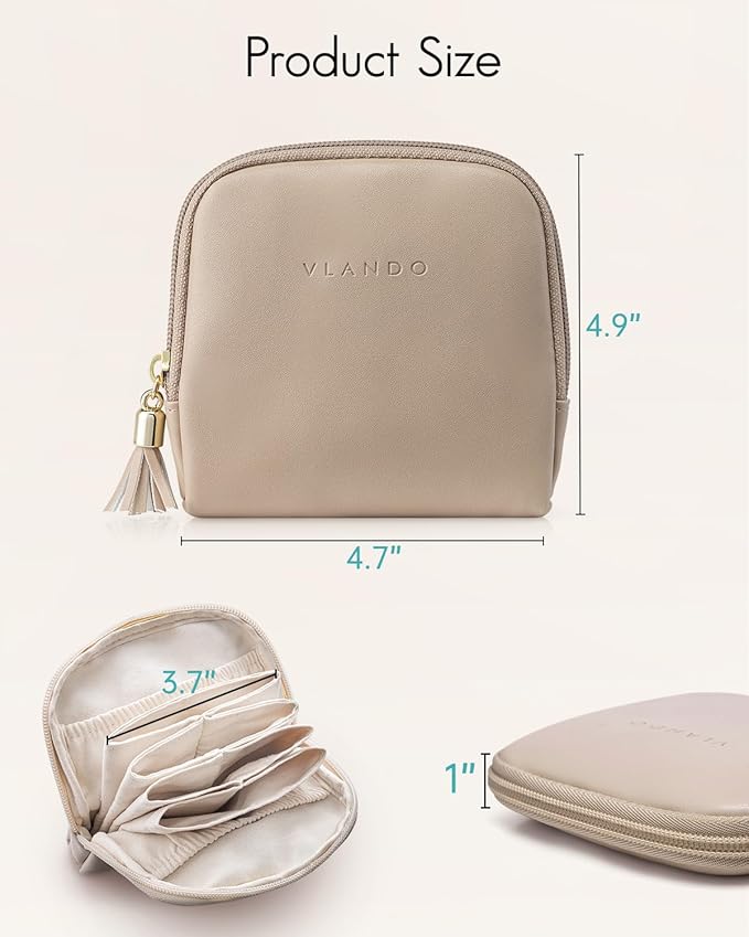 Vlando Small Jewelry Travel Case,Jewelry Pouch Bags with Zipper,Velvet Jewelry Organizer Storage Bag for Bracelet Rings Earring Travel Essentials Gifts for Women Girl-Toffee