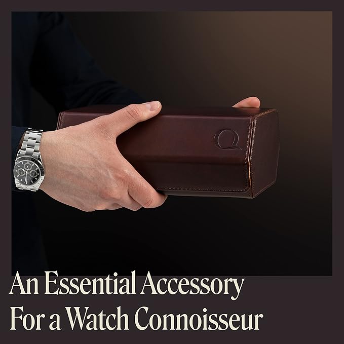 Napa Leather Watch Case for Men - Watch Roll Storage Organizer & Watch Display - Six Slot Luxury Watch Box for Home or Travel - Mens 6 Watch Holder Case (Brown Tan)