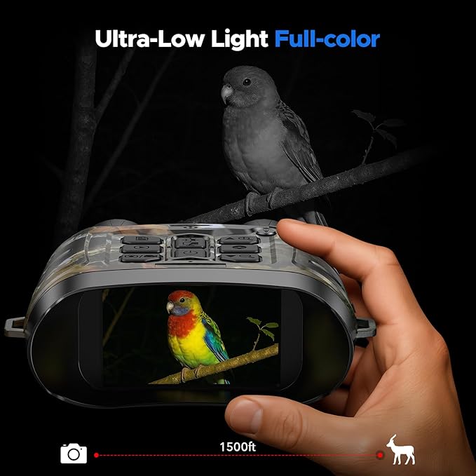 Night Vision Goggles - 4K Full-Color Night Vision Binoculars with 5000mAh Rechargeable Battery, 64GB TF Card for Saving Photos and Videos, 3-inch HD Screen, 18x Zoom, Suitable for Camping, Camouflage