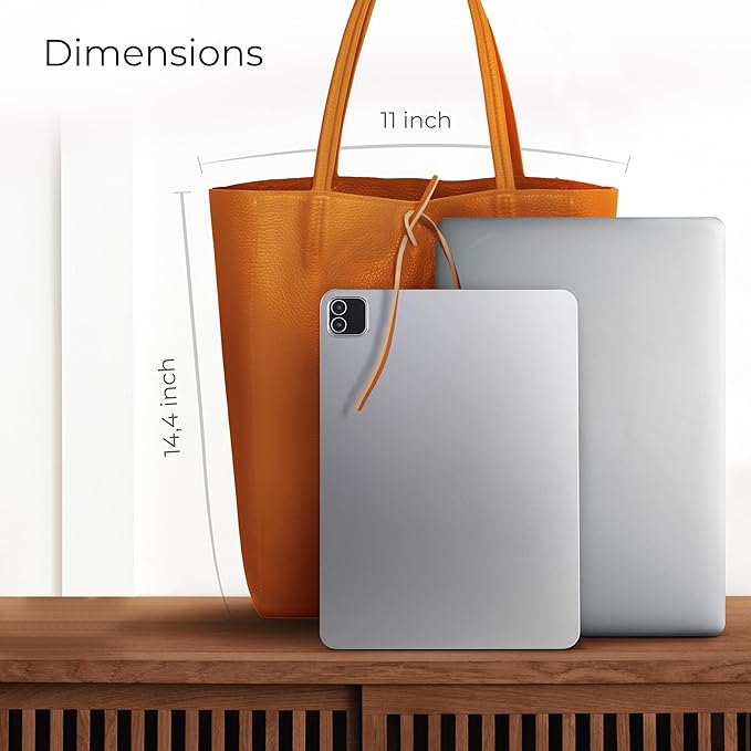 Italian Calf Leather Tote for Women with Zipper, Inner Pocket & Flat Base | Soft Unlined Shopper for Work & Travel