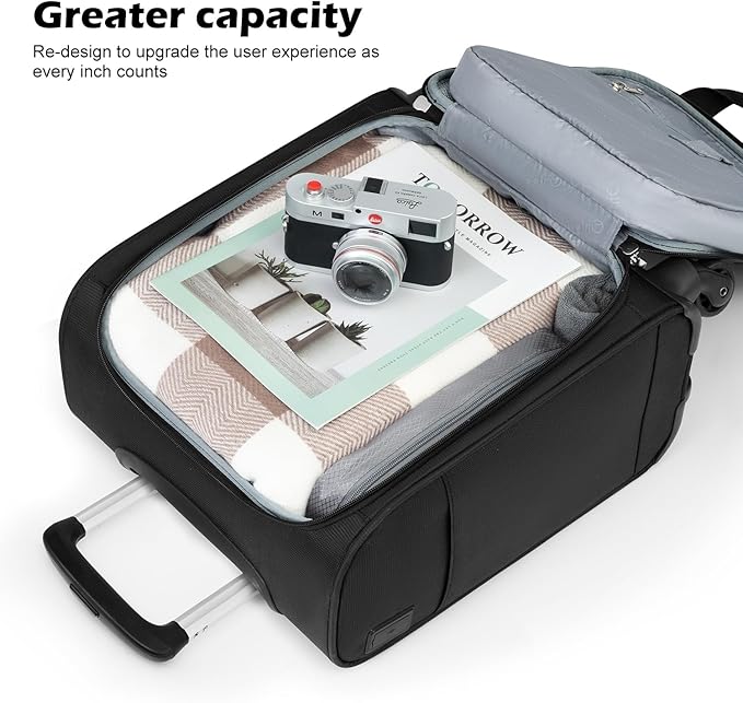 Coolife Underseat Carry On Luggage Softside Lightweight Rolling Travel Bag Spinner Suitcase