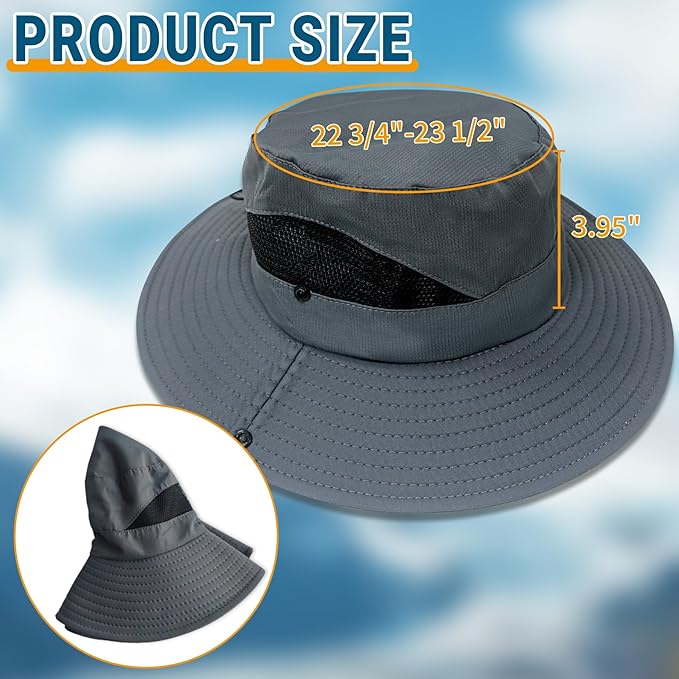 NPQQUAN Ponytail Sun Bucket Hats for Women Men Wide Brim UPF 50+ Fishing & Beach Hats