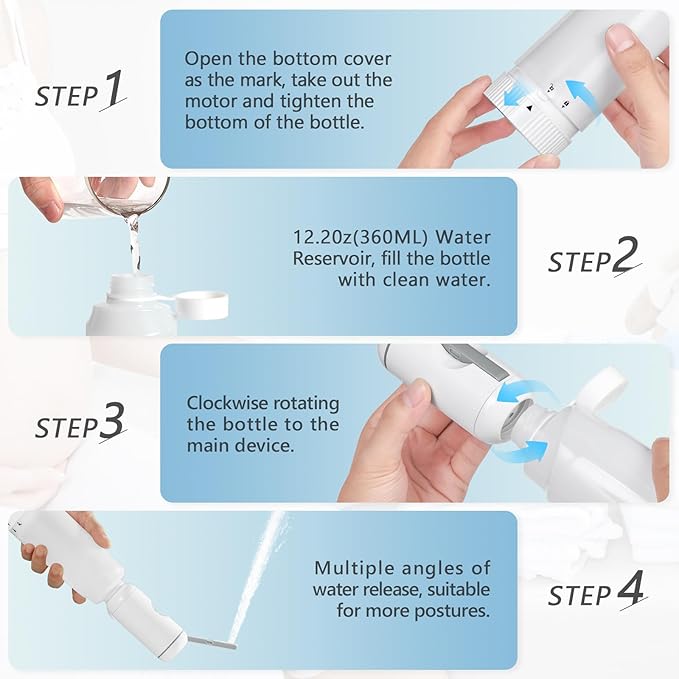 Upgrade SPACEREST Portable Bidet for Travel, No Noise & Waterproof Handheld Sprayer with 360ml Bottle, Rechargeable Electric Portable Bidet for Women & Men, Personal Hygiene & Postpartum Care