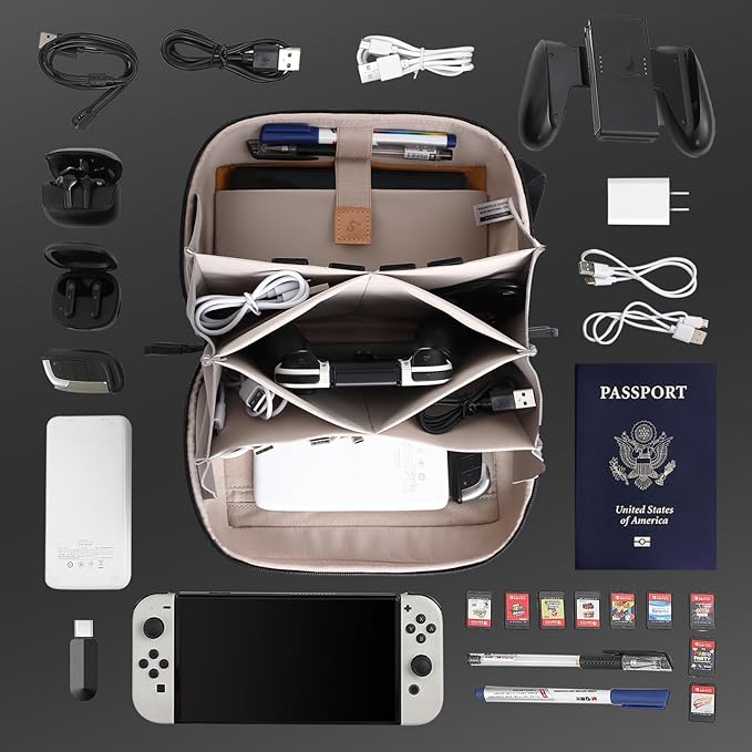Electronic Organizer Travel Case Bag for Cables, Switch, SD card, Passport and More – Ultimate Protection & Portability Waterproof (Green)