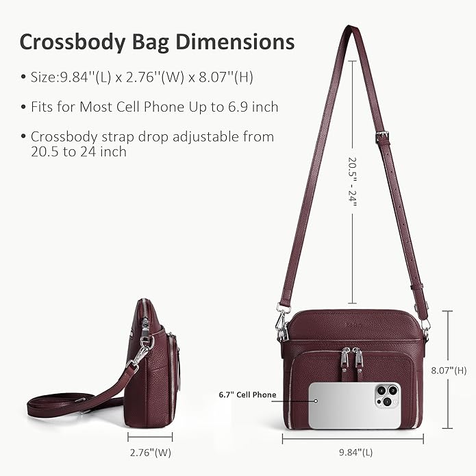 befen Genuine Leather Crossbody Purses for Women, Women's Small Crossbody Shoulder Bag with Built in RFID Wallet