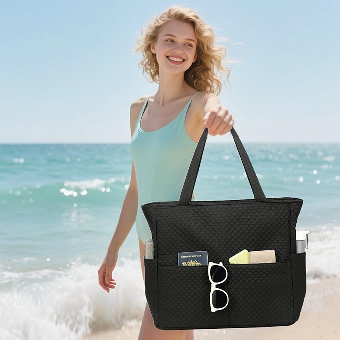 Beach Pool Bags Tote for Women Ladies Large Gym Tote Carry On Bag With Wet Compartment for Weekender Travel Waterproof