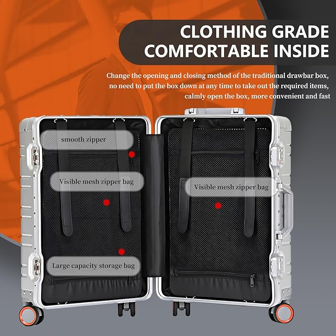 WEICHEN All Aluminum Magnesium 29 Inch Large Luggage with Spinner Wheels, Hard Case Large Suitcase Heavy Duty Aluminum Checked Luggage with TSA Lock