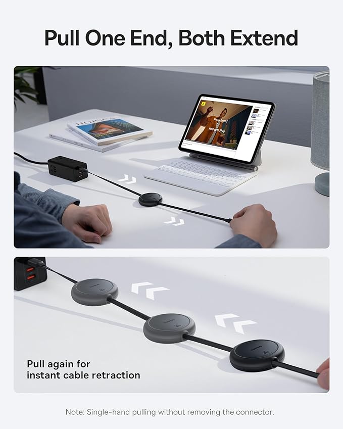 Baseus 70W Universal Travel Adapter and Baseus 60W Retractable USB C Cable