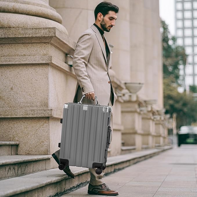 Krute Large Luggage 28 inch Zipperles Suitcase With Spinner Wheels USB Charger Hardside PC Aluminum Frame Luggages Checked Suitcases with TSA Lock (1 Piece)