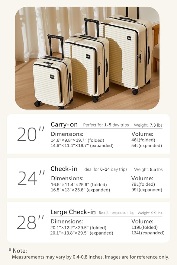 HotWay 28 Inch Expandable Front Opening Checked Luggage with Cup Phone Holder and USB Port, Lightweight Hardshell Suitcase with Wheels and TSA Aproved Locks
