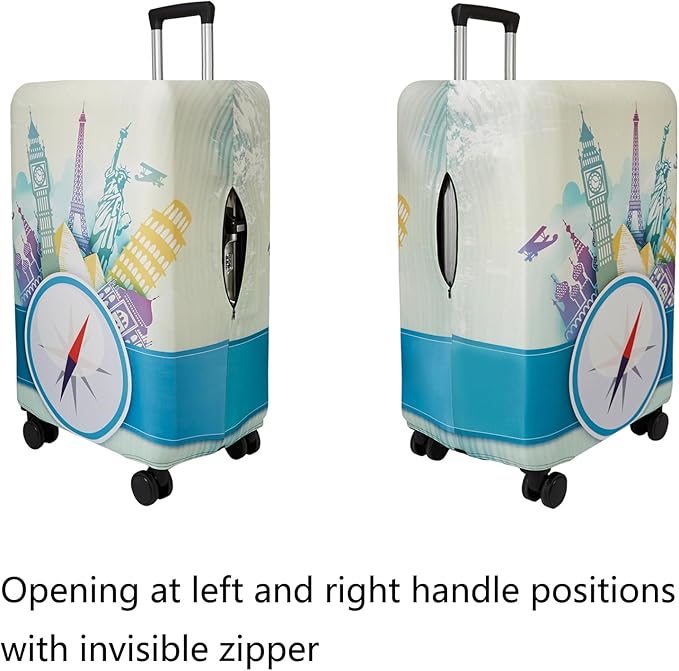 WUJIAONIAO Travel Luggage Cover Baggage Suitcase Cover Protector Skins 18-32 Inch (compass, S (for 18-20 inch luggage))