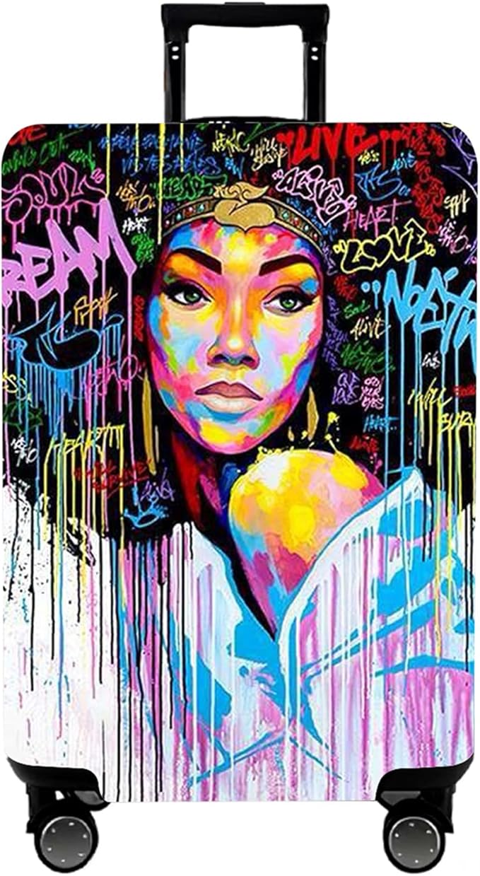 WUJIAONIAO Travel Luggage Cover Baggage Suitcase Cover Protector Skins 18-32 Inch (Graffiti A8, S (for 18-20 inch luggage))