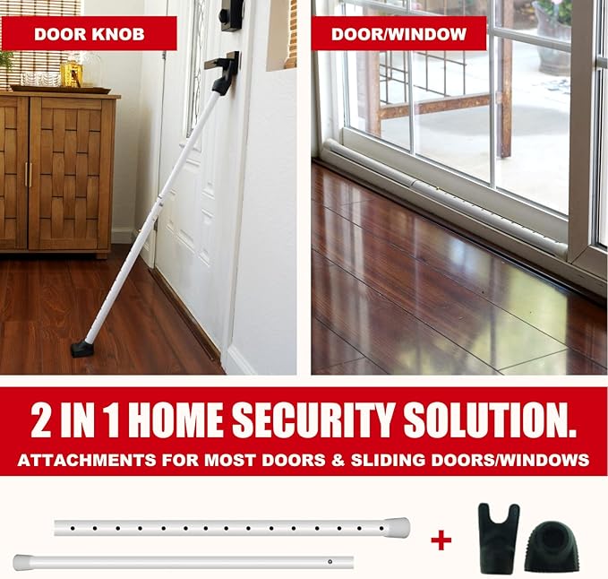 SECURITYMAN Door Security Bar & Sliding Patio Bar - Constructed of High Grade Iron - Great for Apartment Security, Hotel Safety, or Home Protection Door Stoppers