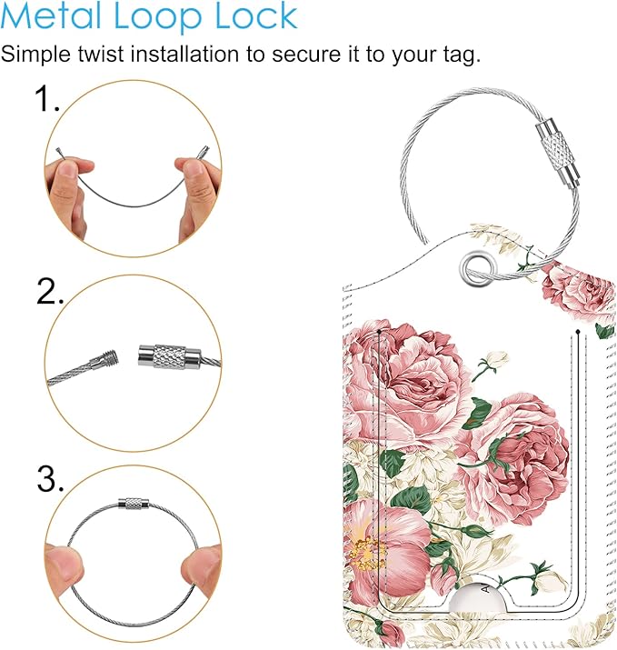 Fintie Luggage Tags, Privacy Cover ID Label with Stainless Steel Loop and Address Card for Travel Bag Suitcase, Flower Festival (2 Piece)