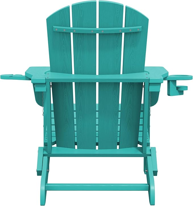 SERWALL Adirondack Chair with Cup Holders - Composite Adirondack Chairs Set of 2 HDPE Outdoor Chairs All Weather Use- Aruba