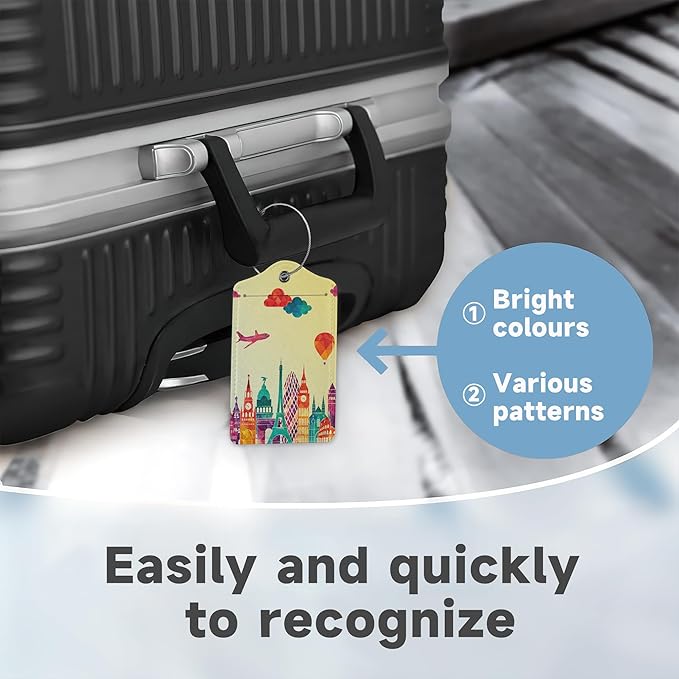 Travel Luggage Tags, 2 Pack Travel Cruise Tags for Suitcases, Cute Identifiers with Privacy Flap, Baggage Tags for Women Men Handbag