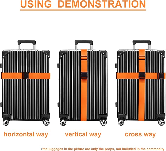 Luggage Straps for Suitcases TSA Approved Travel Belt 4 Pack by Chelmon(Orange)
