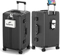 feilario 29in Super Large Captain Aluminum Frame Hardside Spinner Wheels Luggage, Removable Wheels Zipperless Checked Suitcase with Cup Holder/Phone Holder