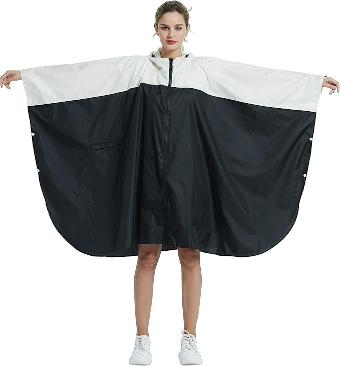 Rain Poncho Jacket Coat Hooded Zipper Style for Women/Men/Adult with Pocket