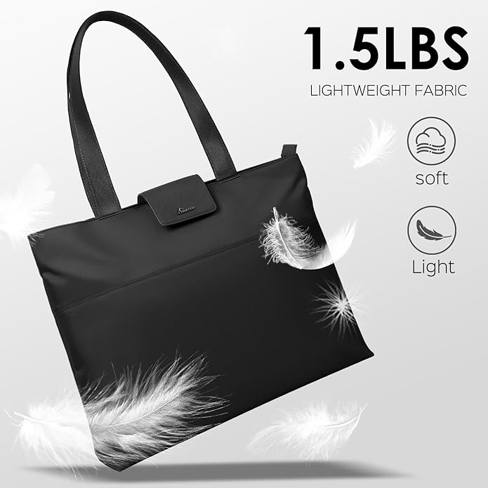 SIMTOP Tote Bag for Women with Magnetic Pocket Water Resistant Polyester 16.2" Laptop Compartment for Travel, Office, Daily