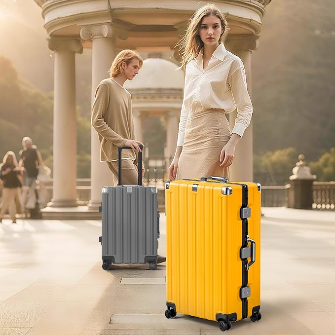 Krute Aluminum Frame Carry On Luggage 20 Inch Zipperless Luggages USB Charger Hardside PC Suitcase With Spinner Wheels Airline Approved Hard Shell Suitcases with TSA Lock (1 Piece)
