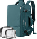 Hanples Large Travel Backpack for Women as Person Item Flight Approved, 40L Carry on Backpack, 17 Inch Laptop Backpack, Waterproof Backpack,Casual Bag with 2 Toiletry Bags (Peacock Blue)