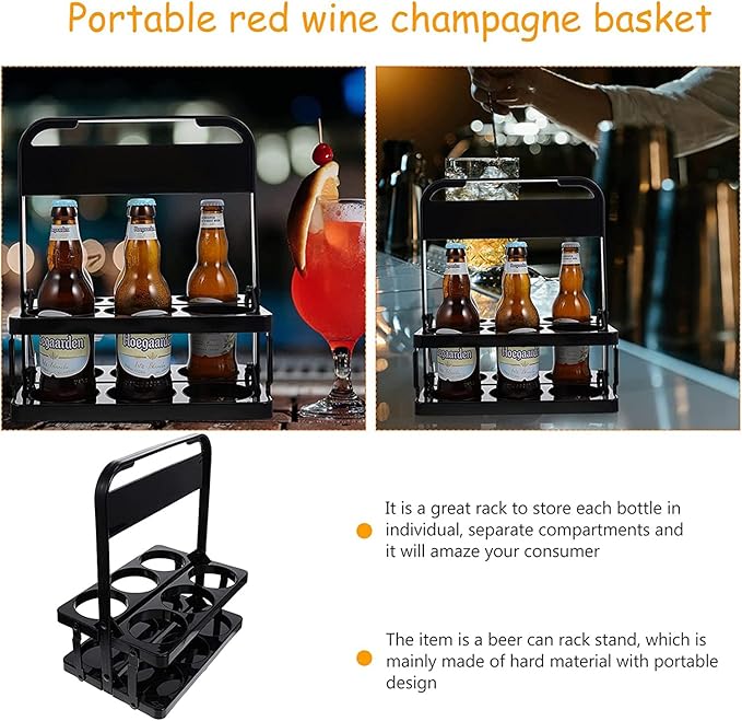 Plastic Foldable Cup Holder, Black, 13 inches, Holds 6 Beverages, Portable for Delivery, Takeout, Camping and Travel