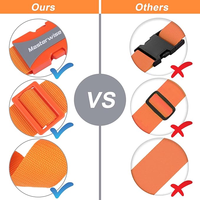 Buckle Straps with Clips, Adjustable Nylon Strap with Buckle, Packing Straps, Orange (79”, 4pcs)