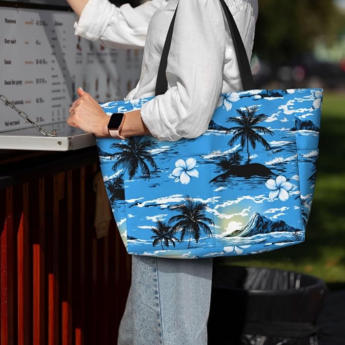Beach Bag for Women Beach Tote Bag Waterproof Sandproof Large Bags with Zipper Big Capacity for Vacation Travel