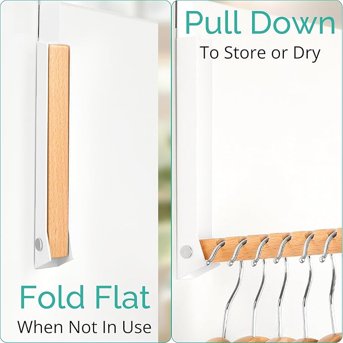 Over The Door Coat Rack - Portable Foldable Laundry Hanger Dryer Rack - Ideal for Travel and Laundry Needs - Convenient Over The Door Hanger for Clothes and Laundry - 1PCS (White)