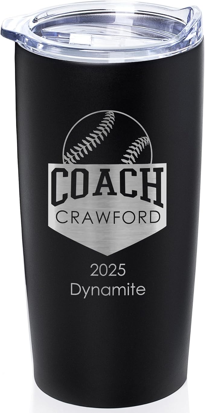 Lifetime Creations Custom Softball Coach Tumbler - Sotfball Coach Gifts for Men, Best Coach, Thank You Coaches, Softball Senior Night Gifts (Matte Black 20 Ounce Cup)