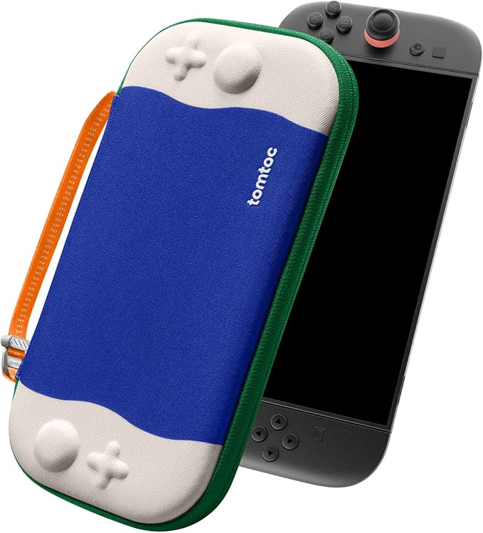 tomtoc Slim Carrying Case for Nintendo Switch 2 Model 2025, Odorless Felt Protective Hard Shell with 12 Game Card Slots, Portable Travel Storage Case with Original Patent and Military Grade Protection