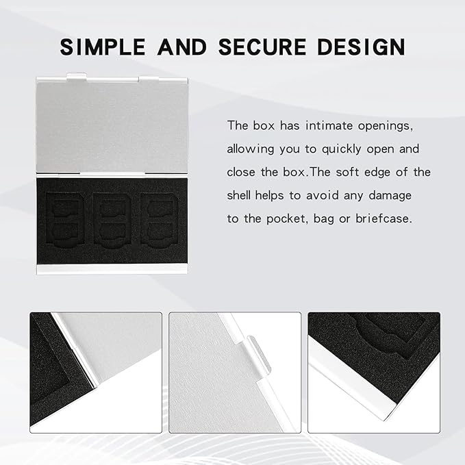 Aluminum SD Card Case, 18Slots Ultrathin SD Card Holder, Memory Card Storage Holder,Fit for 4 SD Card, 14 Micro SD Card, Silver