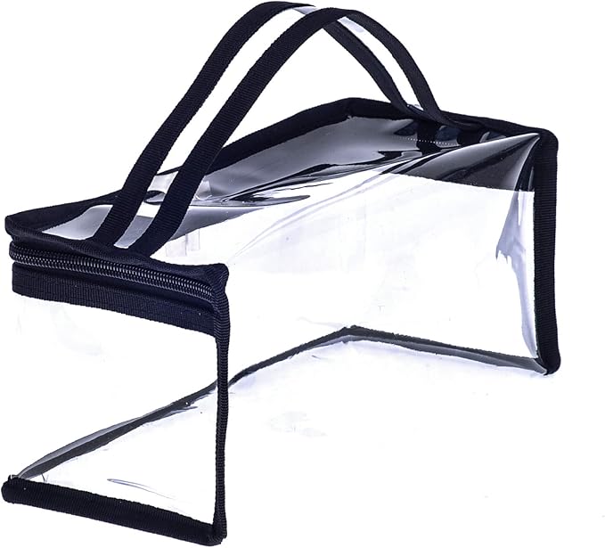 Small Rectangular Clear PVC Makeup Bag Make Up Artist Tool Organizer Pouch Bag Transparent Vinyl Cosmetic Bag Actor Bag with Handle