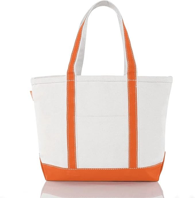 CB STATION Medium Classic Canvas Tote Bag for Women, Top Zipper Closure, Outer Pocket, Daily Essentials, Groceries, Traveling