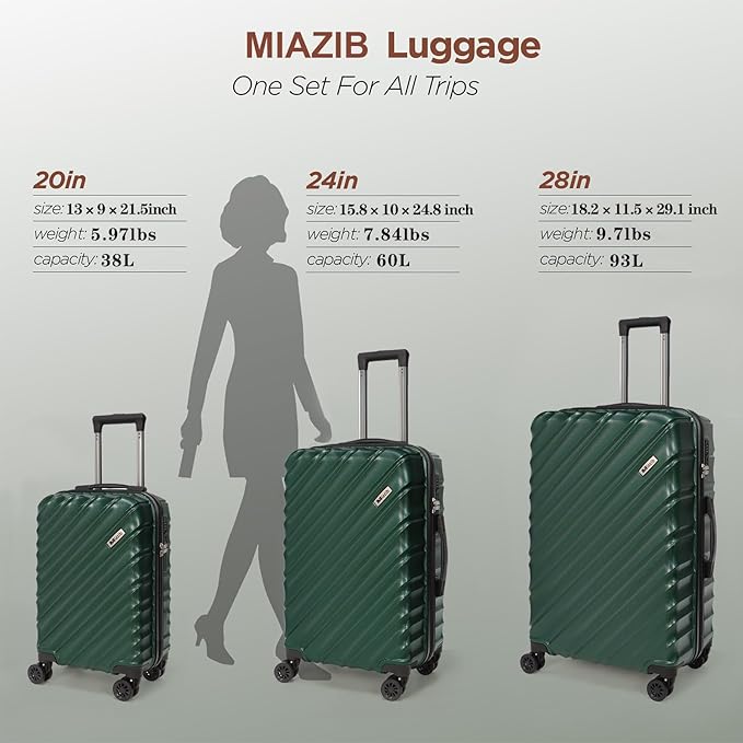 Luggage Sets Suitcases with Wheels Suitcase set Hardshell Luggage sets Clearance Luggage sets with TSA Lock 20/24/28 Inch Luggage Lightweight Suitcases with Wheels (Jasper)