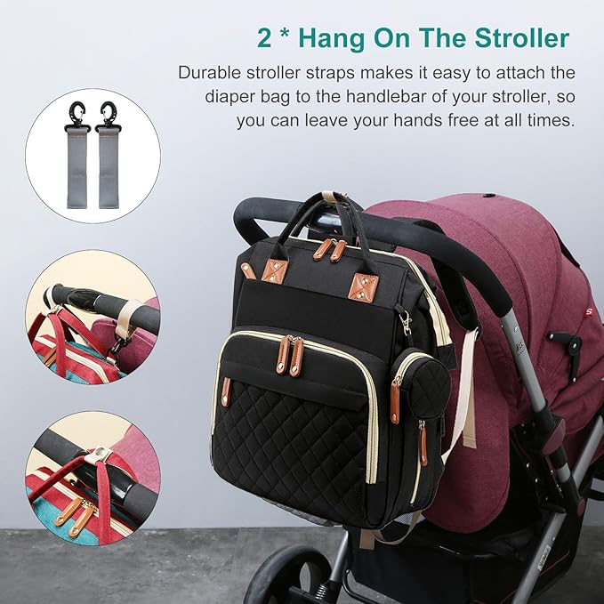 Diaper Bag, Backpack with Changing Station, Waterproof Baby Bag for Boys & Girls, USB Charging Port for Parents, Travel Backpack Baby Essentials & Lovely Baby Shower Gifts, Black