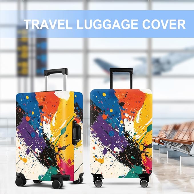 Luggage Cover Washable Suitcase Protector Anti-scratch Suitcase cover Fits 20-34 Inch Luggage (Watercolor, XL(32-34inch suitcase))