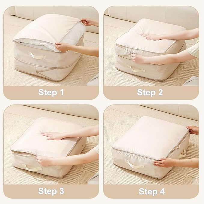 Ultra Space Saving Self Compression Organizer, 2025 New Large Capacity Storage Bag, Self Compression Heavy Duty Organizer for Comforters Blanket Bedding Duvet (Gray, Thin Version, X-Large, 21x17x24in)