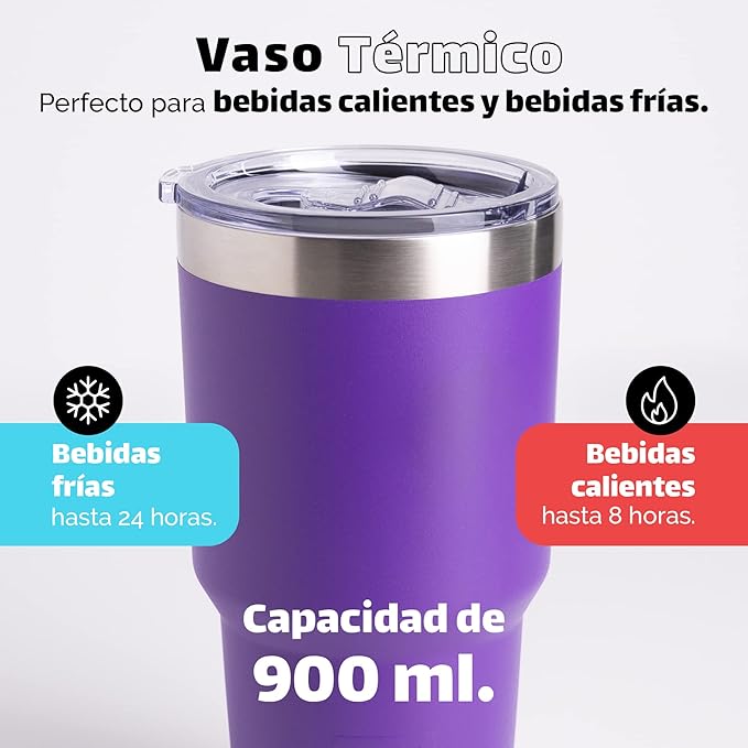 NORDAY | Tumbler with Lid - 30oz - Violet Insulated Tumbler - Stainless Steel Tumblers - Double Wall Vacuum Insulated Travel Coffee Mug for Car Cup Holder - Keeps Temperature for 24hr - Anti Spill Lid