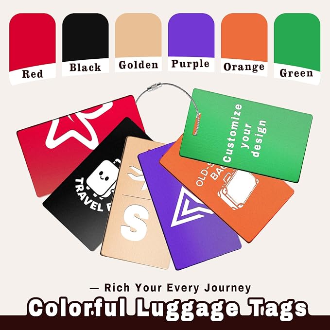 4PCS Personalized Luggage Tags for Travel Durable Aluminium Luggage Tags for Suitcases Custom Bag Tags for Backpacks Heavy Duty Personalized Name Tags for Birthday Gifts(Small,Red)