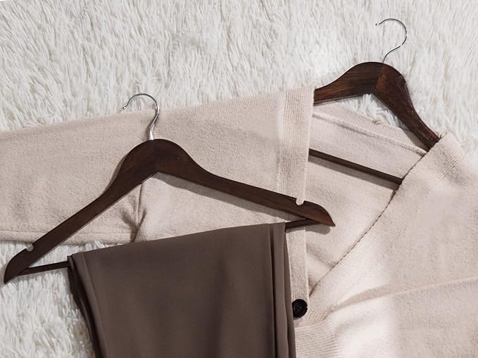 StorageWorks Wooden Hangers 20 Pack, Wood Coat Hanger for Coats, Shirts, Jackets, Pants, Suits, Walnut Color