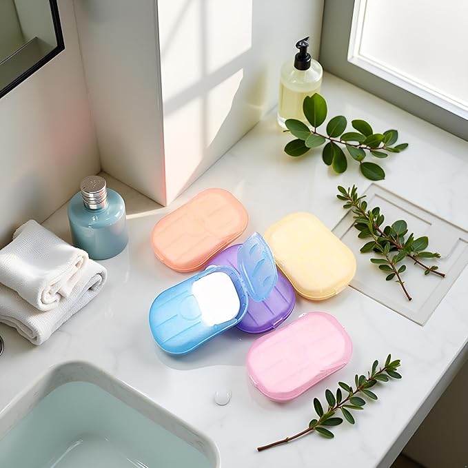 500 Sheets Colorful Disposable Soap Paper 5 Boxes Hand Cleaner Fragrance Mini Color Soap Paper for school Indoor, Outdoor, Travel, Camping Hiking，Paper Soap，Travel Soap,Foot and Hand Care