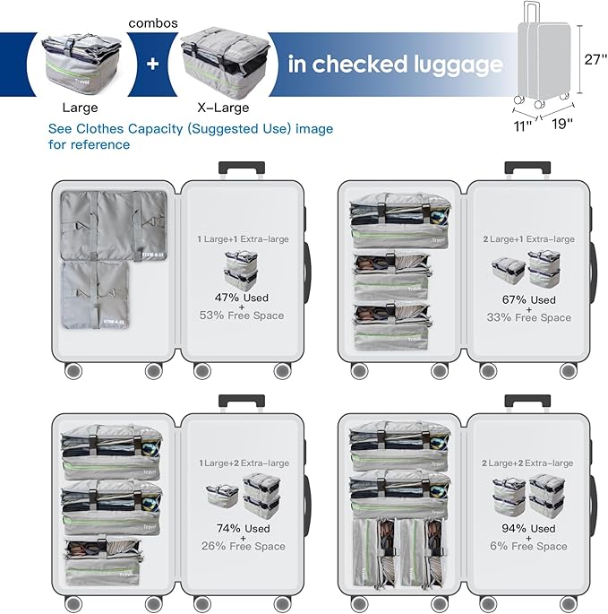 Stow-N-Go Travel Luggage Organizer – Portable Hanging Travel Shelves, Carry-On Closet Organizer, Hanging Packing Cubes, Collapsible Carry-On Organizer for Cruises & Hotels. Light Gray - XL