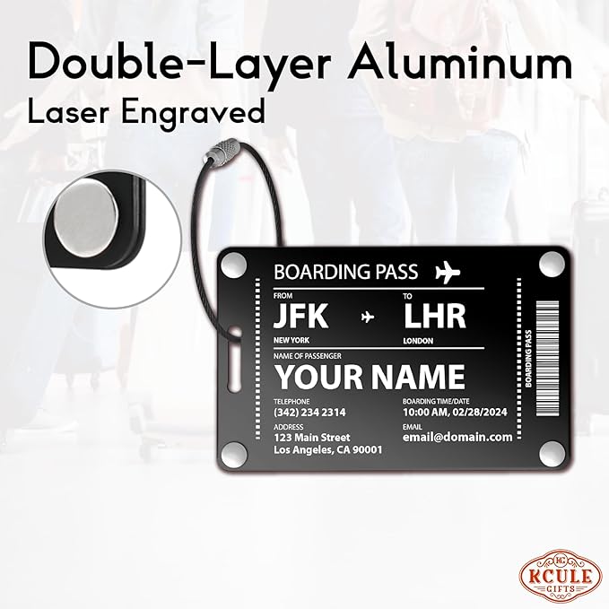 Luggage Tags for Suitcases: Boarding Pass Style Personalized Luggage Tags and Bags with Customizable Flight Details